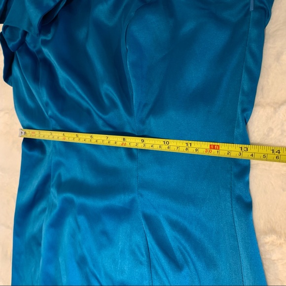 Blue One Shoulder Ruffle Cocktail Party Dress - Picture 14 of 15